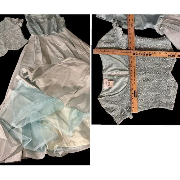 Victoria Royale Ltd. Size 12 Beaded baby Blue Evening Gown 100% silk 2pc - Picture 9 of 16